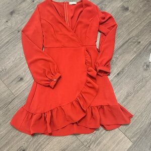 Altar'd State burnt Orange Ruffle Wrap Dress size small